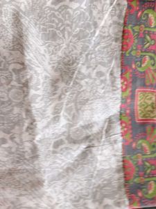 Elegant Grey Saree with Floral Border
