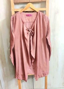 Chic Tan colour Bow Neck Top Size-44