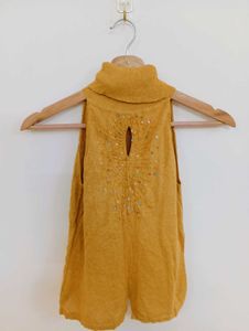 Mustard Yellow Embellished Sleeveless Tunic