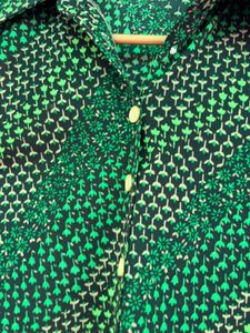 Vintage Green Floral Sleeveless Shirt