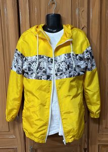 Yellow Comic Print Windbreaker Jacket