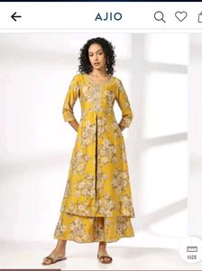 New 2 piece Set Kurta with Pants Mustard Floral