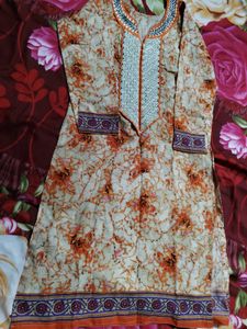 Beautiful Orange Printed Kurta
