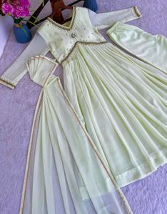 New Party Wear Gown, Dupatta and Pant