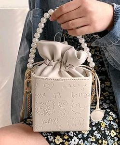 Chic Pearl Embellished Cube Bag