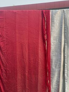 Red Silk Saree with Embellished Border