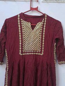 Maroon Kurta with Gold Embroidery
