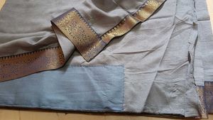 Elegant Grey Saree with Gold Border