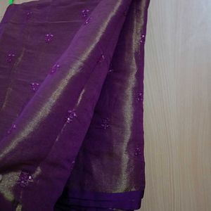 Elegant Purple Embroidered Saree