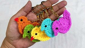 Chick Keychain with Flower