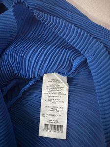 Stylish Blue Pleated Wrap Top