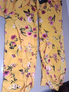 Yellow Floral Tunic Top with long bell sleeves