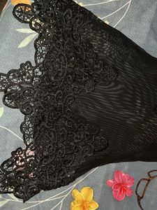 Sheer Black Lace Tunic Top