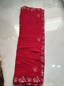 Elegant Red Embroidered Saree