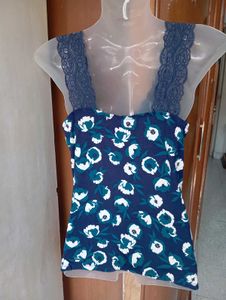 Floral Lace Trim Cami Top