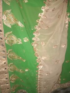 Embroidered Saree with Mirror Work