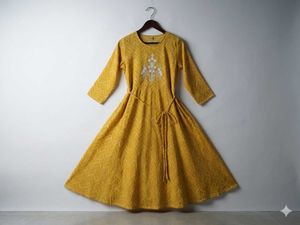 Elegant Yellow Kurta with White Embroidery