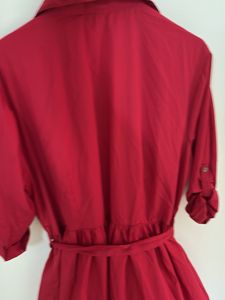 Chic Red Button-Up Belted Dress