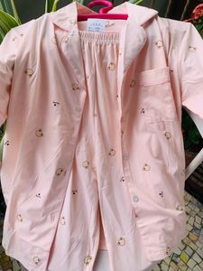 Cute Pink Pajama Pants with Bear Print