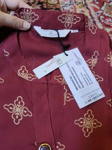 XL - Maroon Kurta Set with Golden Print