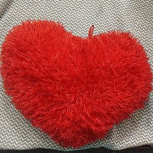 Red Fuzzy Heart Pillow