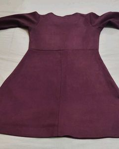 Maroon Knee Length Dress