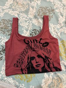 Graphic Print Cropped Tank Top