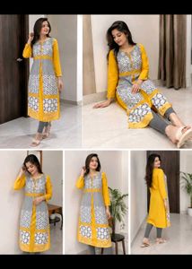 Yellow ethnic gown with leggins