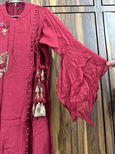Elegant Maroon Embroidered Ethnic Gown