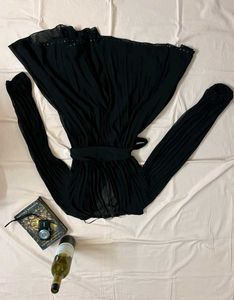 Chic Black Pleated Midi Dress