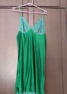 Emerald Green Satin Lace Chemise