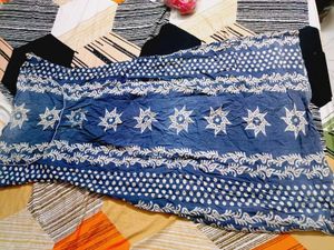 Blue Cotton Maxi  with White Print