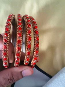 Stunning Red &amp; Gold Bangle Set