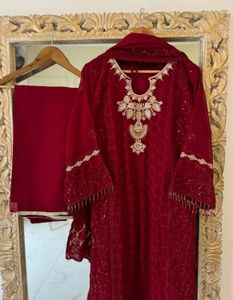 Elegant Redish Maroon Kurta Set with Dupatta❤️