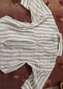 Striped Linen Blend Button-Up Shirt