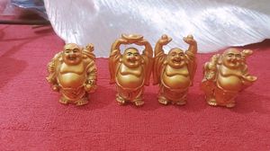 Set of 4 Golden Laughing Buddha Idols