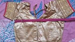 Elegant Pink &amp; Gold Embroidered Saree