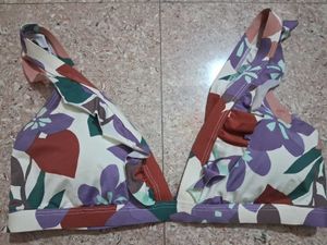 Floral Ruffle Bikini Top