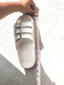 white flip flop slidders for women