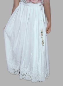 Elegant White Chikankari Skirt