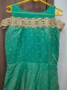 Green &amp; Gold Embroidered Dress