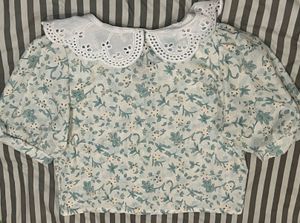 Sage Green Floral Peter Pan Collar Top