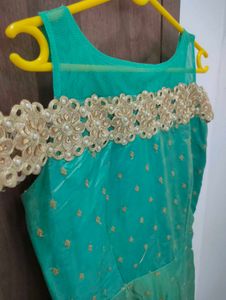 Green &amp; Gold Embroidered Dress