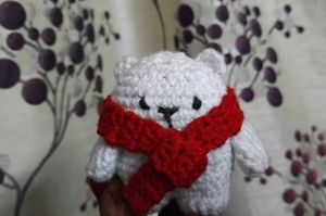 Crocheted Bear with Scarf