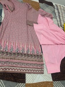 Pink Printed Kurta with salwar