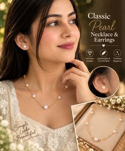 Elegant Pearl Necklace & Earrings Set