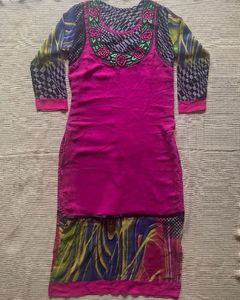 Pink Floral Embroidered Kurta