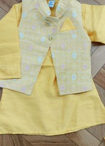 Yellow Ethnic Kurta Set with Jacket