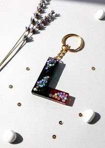 Glitter Letter L Keychain