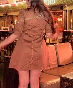 Brown Collared Midi Dress